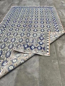 166x258 cm Mavi ve Bej Türk Halısı, Ender Desenli Zarif Kilim, El Dokuma Vintage Kilim, Şık Bohem Kilim - 6