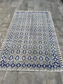 166x258 cm Mavi ve Bej Türk Halısı, Ender Desenli Zarif Kilim, El Dokuma Vintage Kilim, Şık Bohem Kilim - 8