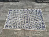 166x258 cm Mavi ve Bej Türk Halısı, Ender Desenli Zarif Kilim, El Dokuma Vintage Kilim, Şık Bohem Kilim - 1