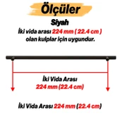 Rosemary Mat Siyah Metal Kulp 224 mm 22.4 Cm Mobilya Mutfak Çekmece Dolap Dolabı Kulpu Kulbu Kulplar - 2