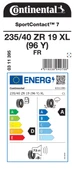 CONTİNENTAL 235/40ZR19 96Y XL FR SC7 YAZ LASTİĞİ ÜRETİM YILI:2024 - 2