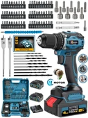 Wacker Pro Alman W-2130 Darbeli Kömürsüz Motor SaMsung Pilli 2 Akülü Vidalama Matkap + 84 Parça Aksesuar Set - 1