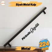 Rosemary Mat Siyah Metal Kulp 224 mm 22.4 Cm Mobilya Mutfak Çekmece Dolap Dolabı Kulpu Kulbu Kulplar - 1