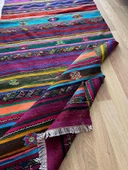101x325 cm Canlı Renkli Kilim, Uzun Yün Yolluk, Çizgili ve Akrep Motifli, El Dokuma Vintage Kilim - 3