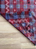 160x280 cm Büyük Kırmızı Türk Kilimi, El Dokuma Yün Kilim, Kare Desenli Kilim, Antika Anadolu Halısı, Ev Hediyesi - 6