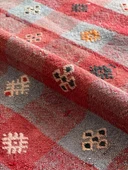 160x280 cm Büyük Kırmızı Türk Kilimi, El Dokuma Yün Kilim, Kare Desenli Kilim, Antika Anadolu Halısı, Ev Hediyesi - 3