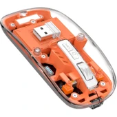 ScHitec M377 Ultra Sessiz 3 Bağlantı Modlu 2xBluetooth Kablosuz Bağlantı + 2.4Gh Gaming Type-C Şarjlı Mouse Turuncu - 1