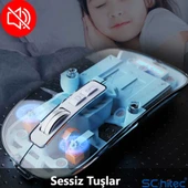 ScHitec M377 Ultra Sessiz 3 Bağlantı Modlu 2xBluetooth Kablosuz Bağlantı + 2.4Gh Gaming Type-C Şarjlı Mouse Turuncu - 2