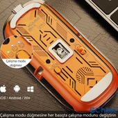 ScHitec M377 Ultra Sessiz 3 Bağlantı Modlu 2xBluetooth Kablosuz Bağlantı + 2.4Gh Gaming Type-C Şarjlı Mouse Turuncu - 3