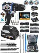 Wacker Pro Alman W-2060 Darbeli Kömürsüz Motor SaMsung Pilli 2 Akülü Vidalama Matkap + 84 Parça Aksesuar Set - 1