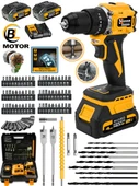 Wacker Pro Germany W-2050 Darbeli Kömürsüz Motor SaMsung Pilli 2 Akülü Vidalama Matkap + 84 Parça Aksesuar Set - 1