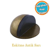 Kapı Stoperi Yarımay Eskitme Antik Sarı Tamponu Metal Kapı Altı Kolu Stopu Durdurucu Tutucu thumbnail 1
