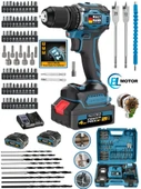 Waltmann Alman WXR-2800 Darbeli Kömürsüz Motor Samsung Pilli 2 Akülü Vidalama Matkap + 84 Parça Aksesuar Set - 1