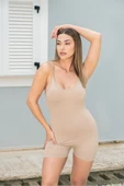 Vücuda Oturan Kadın Spor Şort Tulum / Toparlayıcı Askılı Spor Tulum - 4