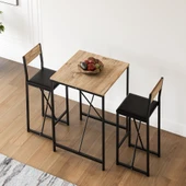 Eportatif Bar Masa Sandalye Seti Mutfak Yemek Masası Takımı Döşemeli Çam 1574 - 2