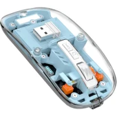 ScHitec M377 Ultra Sessiz 3 Bağlantı Modlu 2xBluetooth Kablosuz Bağlantı + 2.4Gh Gaming Type-C Şarjlı Mouse Mavi - 1