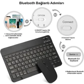 Samsung Galaxy Tab S9 Ultra Tablet İçin Uyumlu Slim Şarjlı Türkçe Bluetooth Klavye ve Mouse Seti thumbnail 5