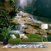 Orman, Şelale ve Nehir Manzaralı Duvar Kağıdı thumbnail 1