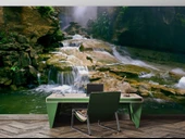 Orman, Şelale ve Nehir Manzaralı Duvar Kağıdı thumbnail 4