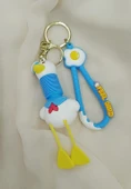 Mavi Beyaz Ördek Anahtarlık Silikon Boynu Uzayan Fiğür Çanta Süsü thumbnail 3