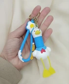 Mavi Beyaz Ördek Anahtarlık Silikon Boynu Uzayan Fiğür Çanta Süsü thumbnail 1