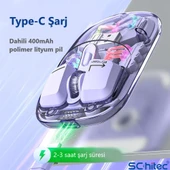 ScHitec M379 Çift Bağlantılı Bluetooth Kablosuz Modlu + 2.4Gh Type-C Şarjlı Gaming Mouse Pembe thumbnail 2