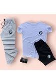 Bmw Baskılı Ünisex Yazlık T-shirt Ve Eşofman Altı 3 Li Set Combin Takım - 6