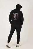 Erkek NO Fears Dragon Baskılı Kapüşonlu Sweatshirt Alt-üst Takım - 3