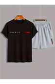 Oversize T-shirt Paris Baskılı Ünisex Yazlık T-shirt ve Şort 2 li Set Combin Takım thumbnail 5