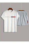 Oversize T-shirt Paris Baskılı Ünisex Yazlık T-shirt ve Şort 2 li Set Combin Takım thumbnail 8