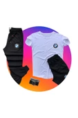 Bmw Baskılı Ünisex Yazlık T-shirt Ve Eşofman Altı 3 Li Set Combin Takım - 2