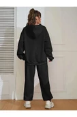 Kadın Kılıç Baskılı Kapüşonlu Sweatshirt Eşofman Alt Üst Takımı - 3