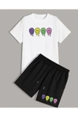 UNISEX SMILE EMOJİ şort tişört takımı - 1