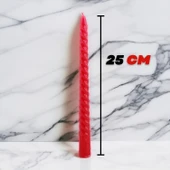 Şamdan Mum Burgulu 2'li Kırmızı Dekoratif Mumu Kandil Hediyelik Fitilli Mumluk 25 cm - 2