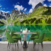 Karlı Dağ ve Göl Manzaralı Duvar Kağıdı thumbnail 5