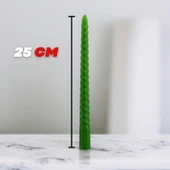 Şamdan Mum Burgulu 2'li Yeşil Dekoratif Mumu Kandil Hediyelik Fitilli Mumluk 25 cm - 2