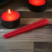 Şamdan Mum Burgulu 2'li Kırmızı Dekoratif Mumu Kandil Hediyelik Fitilli Mumluk 25 cm - 3