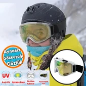 Kayak Gözlüğü Ventilli Güneş Kar Gözlük Snowboard Glasses Ekonomik Seri Gözlük Aynasız Gökkuşağı - 1