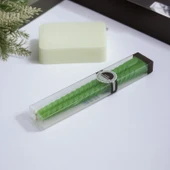 Şamdan Mum Burgulu 2'li Yeşil Dekoratif Mumu Kandil Hediyelik Fitilli Mumluk 25 cm - 6