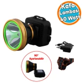 Kafa Lambası 40 W Şarjlı Ledli Pilli Kamp Küçük Başlı Kafa Feneri 3 Fonksiyonlu 16 Saat Işık Süresi - 1
