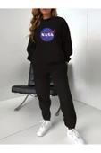 Eşofman Takımı Nasa Baskılı  Ünisex Kışlık Sweatshirt ve Eşofman Altı 2 li Set Combin Takım Pamuklu - 4