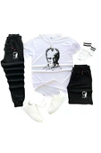 Mustafa Kemal Atatürk Baskılı Original Ünisex Yazlık Şort T-shirt Eşofman Altı 3 Lü Set Combin Takım thumbnail 1