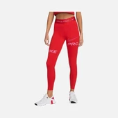 Nike Pro Dri-Fit Mid-Rise Full-Length Graphic Training Kadın Tayt Kırmızı - 3
