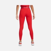 Nike Pro Dri-Fit Mid-Rise Full-Length Graphic Training Kadın Tayt Kırmızı - 2