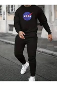 Eşofman Takımı Nasa Baskılı  Ünisex Kışlık Sweatshirt ve Eşofman Altı 2 li Set Combin Takım Pamuklu - 5
