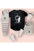 Mustafa Kemal Atatürk Baskılı Original Ünisex Yazlık Şort T-shirt Eşofman Altı 3 Lü Set Combin Takım thumbnail 4