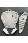 Eşofman Takımı Unisex NB Baskılı Sweatshirt-Pamuklu Kışlık Eşofman Takımı 2'li Set Takım - 1