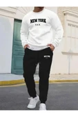 Eşofman Takımı  NewYork Baskılı Unisex Kışlık Kalın Pamuklu Sweatshirt Ve Eşofman Altı 2' Li Set - 1