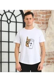 Unisex El Bardak Baskılı Beyaz Oversize T-shirt - 2