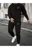 Eşofman Takımı Gezegen Baskılı  Ünisex Kışlık Sweatshirt ve Eşofman Altı 2 li Set Combin Pamuklu - 10